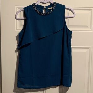 Elegant Sleeveless Blue Blouse